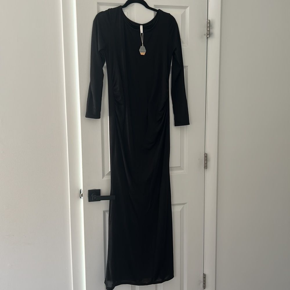 Pinkblush Cotton Long Sleeve Black Maternity Dress Size Large NWT